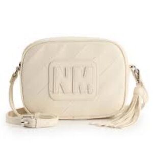 Nicole Miller Faux Leather Cream Crossbody Camera Bag - New